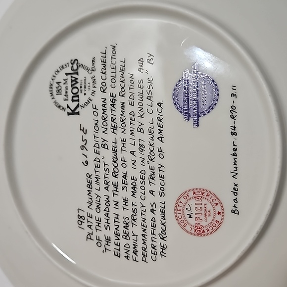 Edwin M Knowles China Co. The Shadow Artist Norman Rockwell Porcelain Plate - Picture 5 of 9